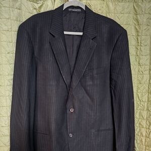 Hugo Boss suit jacket. Black with blue pinstripe. No signs of wear. Size 42R